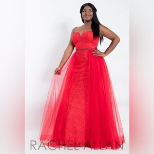 Rachel Allan Vibrant Red Strapless A-Line Gown